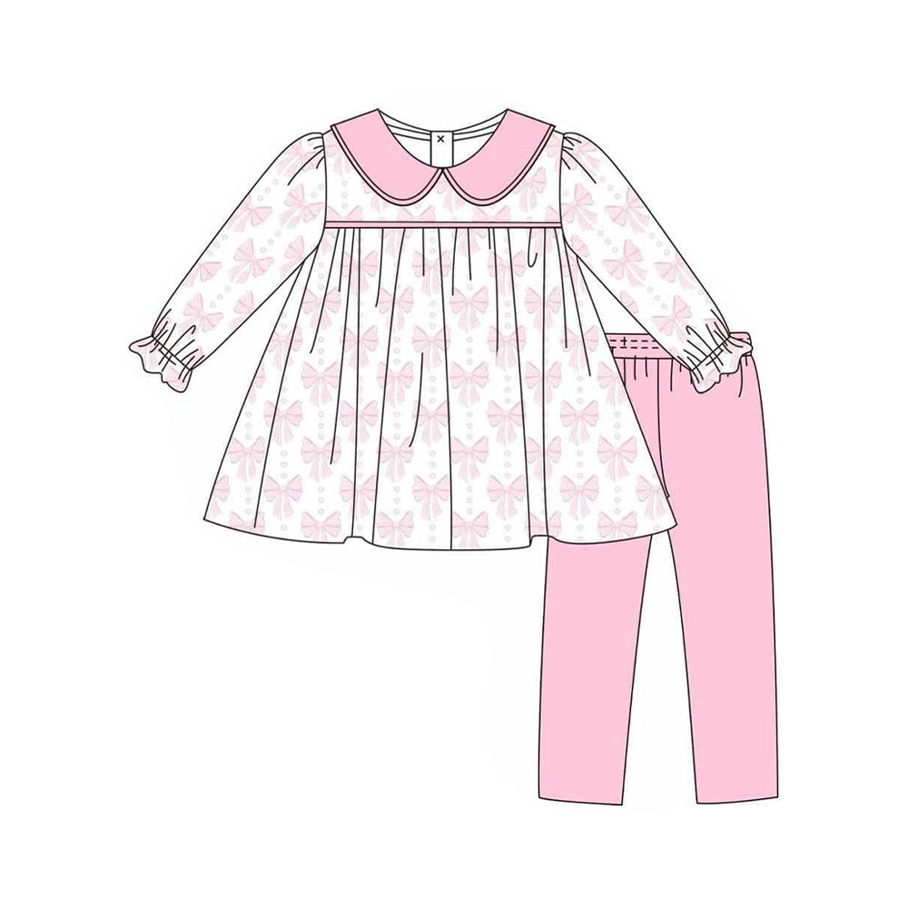 6.13GLP2480 Pink Bowknot Doll Collar Long Sleeve Suit