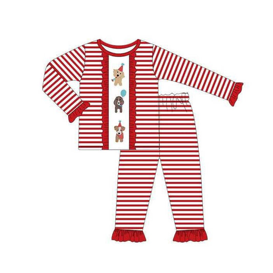 6.13GLP2486 Cartoon Puppy Striped Long Sleeve Suit