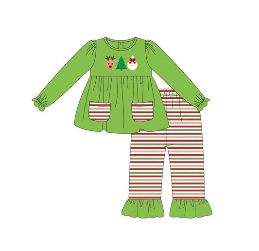 6.13GLP2490 Christmas Tree Deer Long Sleeve Suit