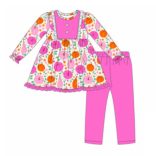 6.18GLP2522 Colorful Pumpkin Button Girls Suit