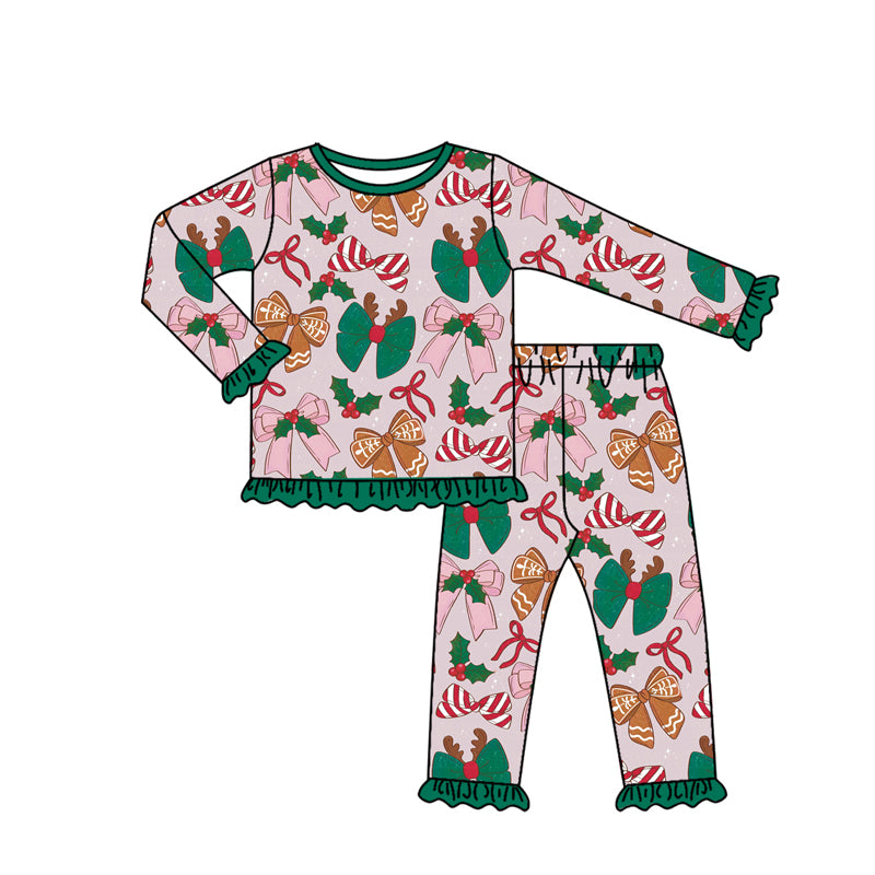 6.24 GLP2526 Christmas gingerbread bow long-sleeved suit