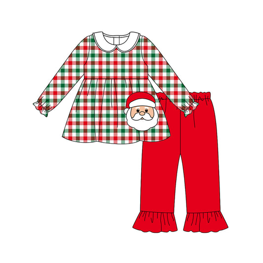 6.26GLP2530 Santa Claus plaid long-sleeved girl suit