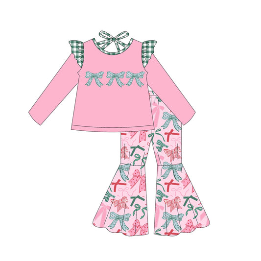 6.26GLP2531 Pink Bow Long Sleeve Girls Suit