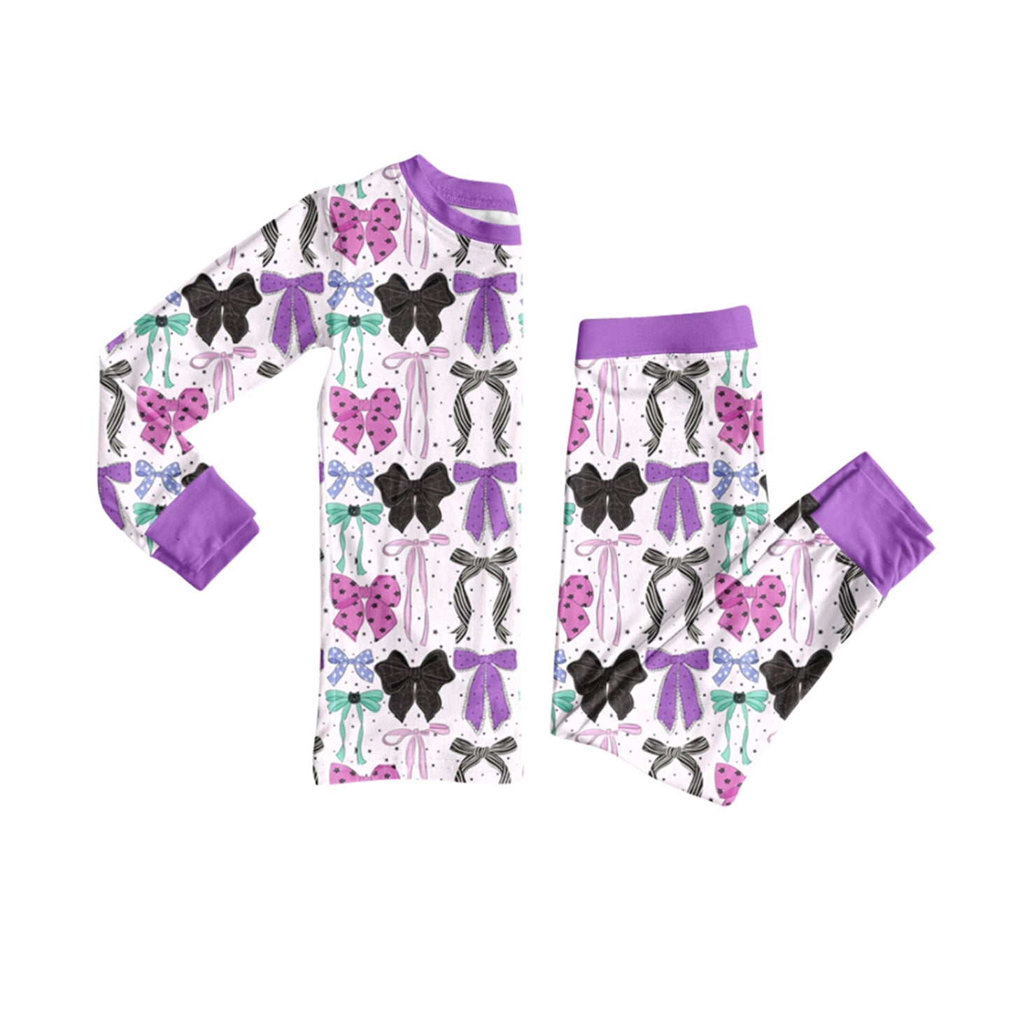 6.26GLP2533 Purple bow long-sleeved girl's suit