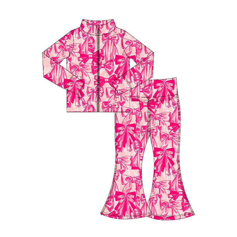 6.27GLP2538 Bowknot Zipper Yoga Suit