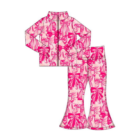 6.27GLP2538 Bowknot Zipper Yoga Suit