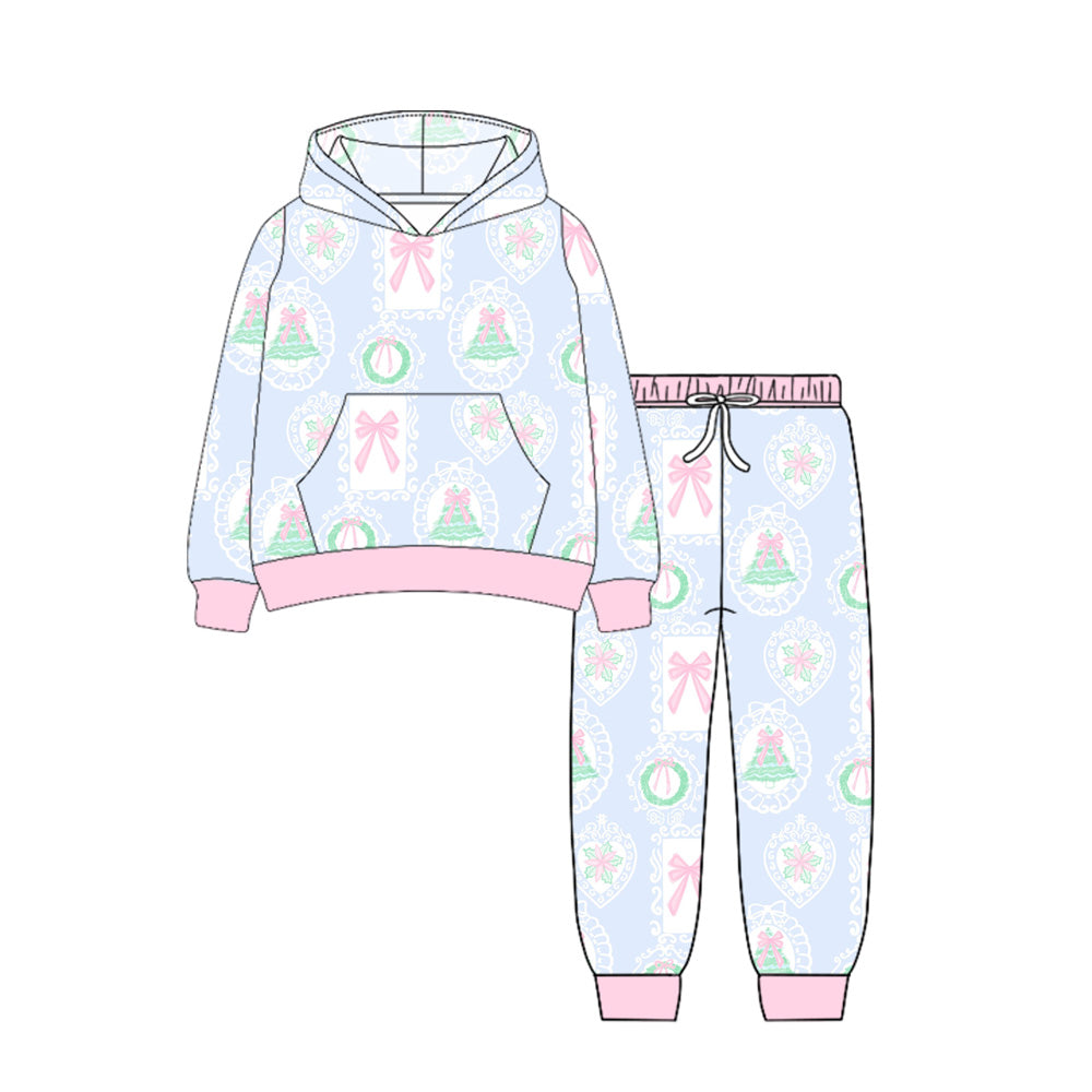 6.27GLP2544 Bow Christmas Tree Hooded Long Sleeve Suit