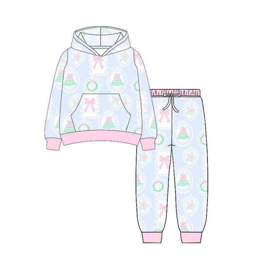 6.27GLP2544 Bow Christmas Tree Hooded Long Sleeve Suit