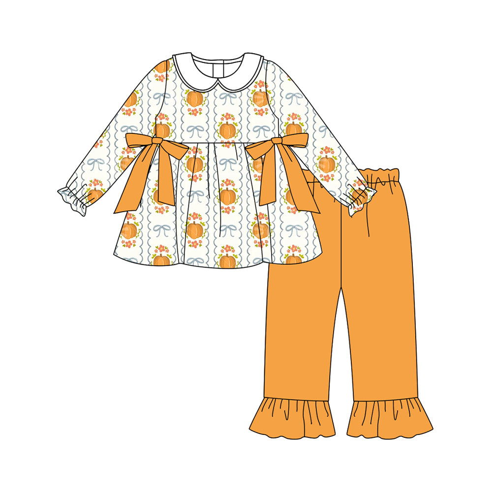 7.5GLP2554 Pumpkin Orange Long Sleeve Girls Suit