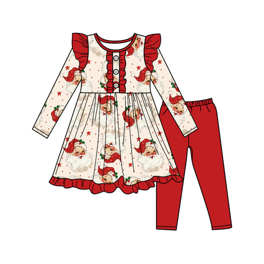 7.5GLP2558 Santa Claus Red Long Sleeve Girls Suit