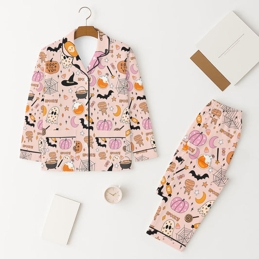 7.7GLP2559 Halloween Pumpkin Long Sleeve Pajama Set