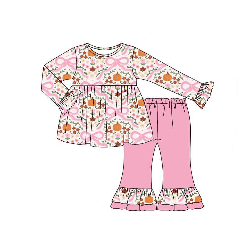 7.17GLP2577 Pink Pumpkin Bow Girls Suit