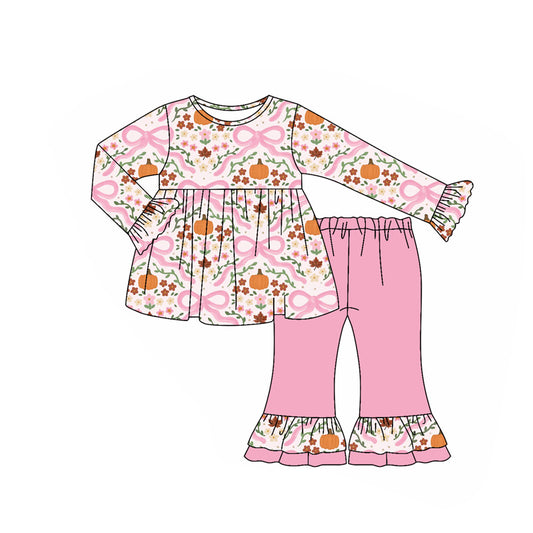 7.17GLP2577 Pink Pumpkin Bow Girls Suit