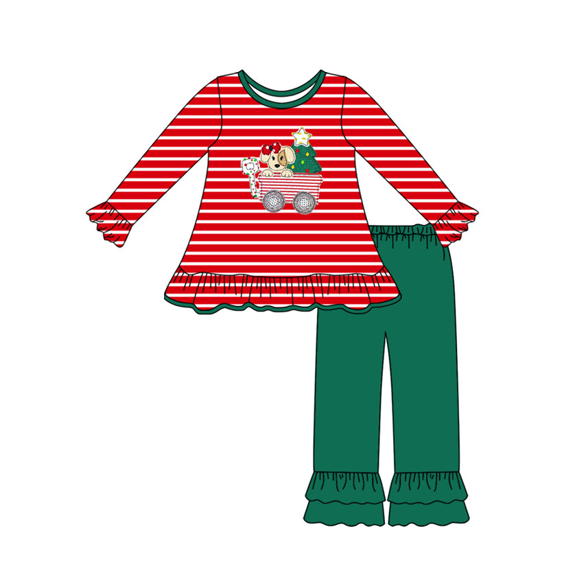7.17GLP2580 Christmas tree striped long sleeve suit