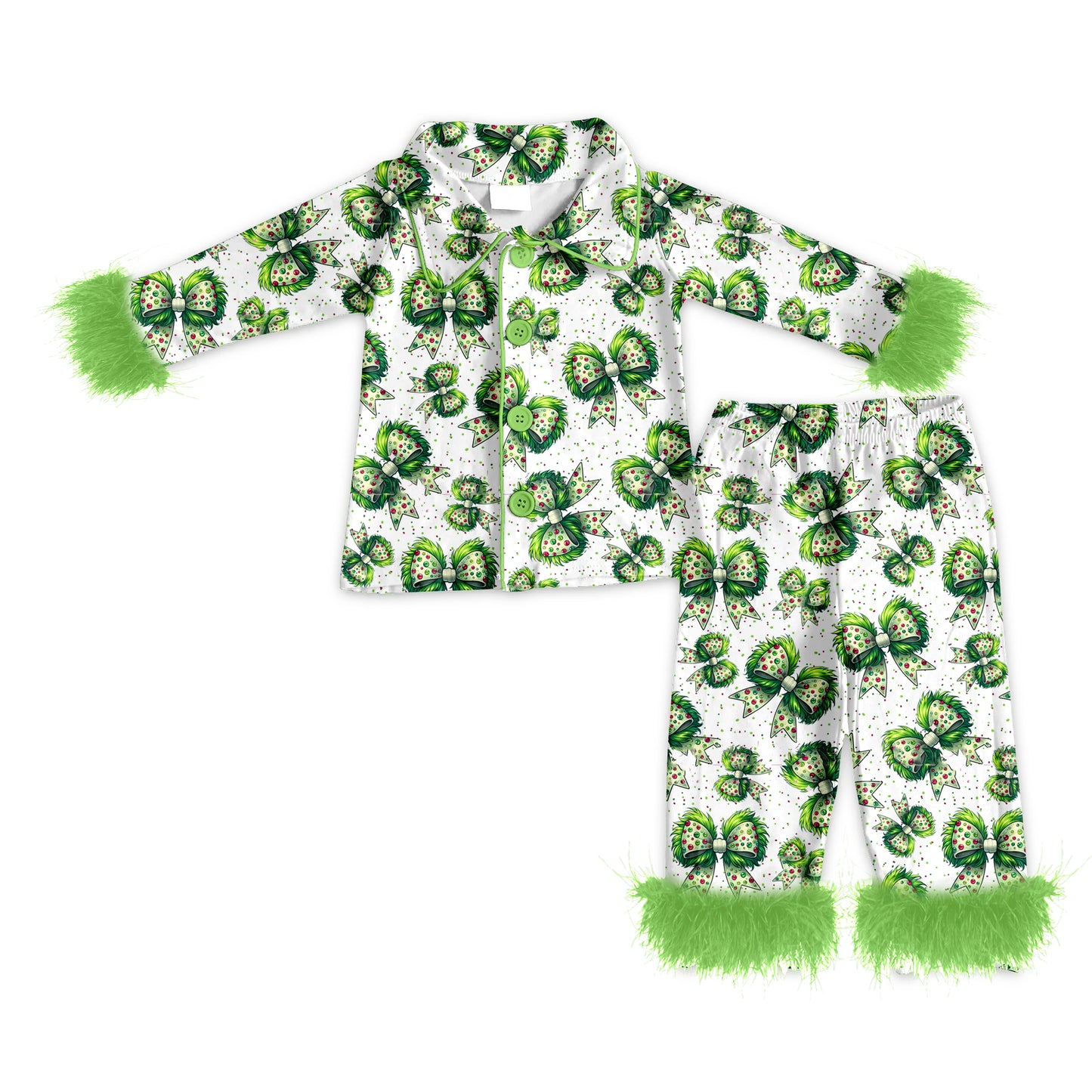 7.17GLP2582 Green Christmas Bow Plush Set