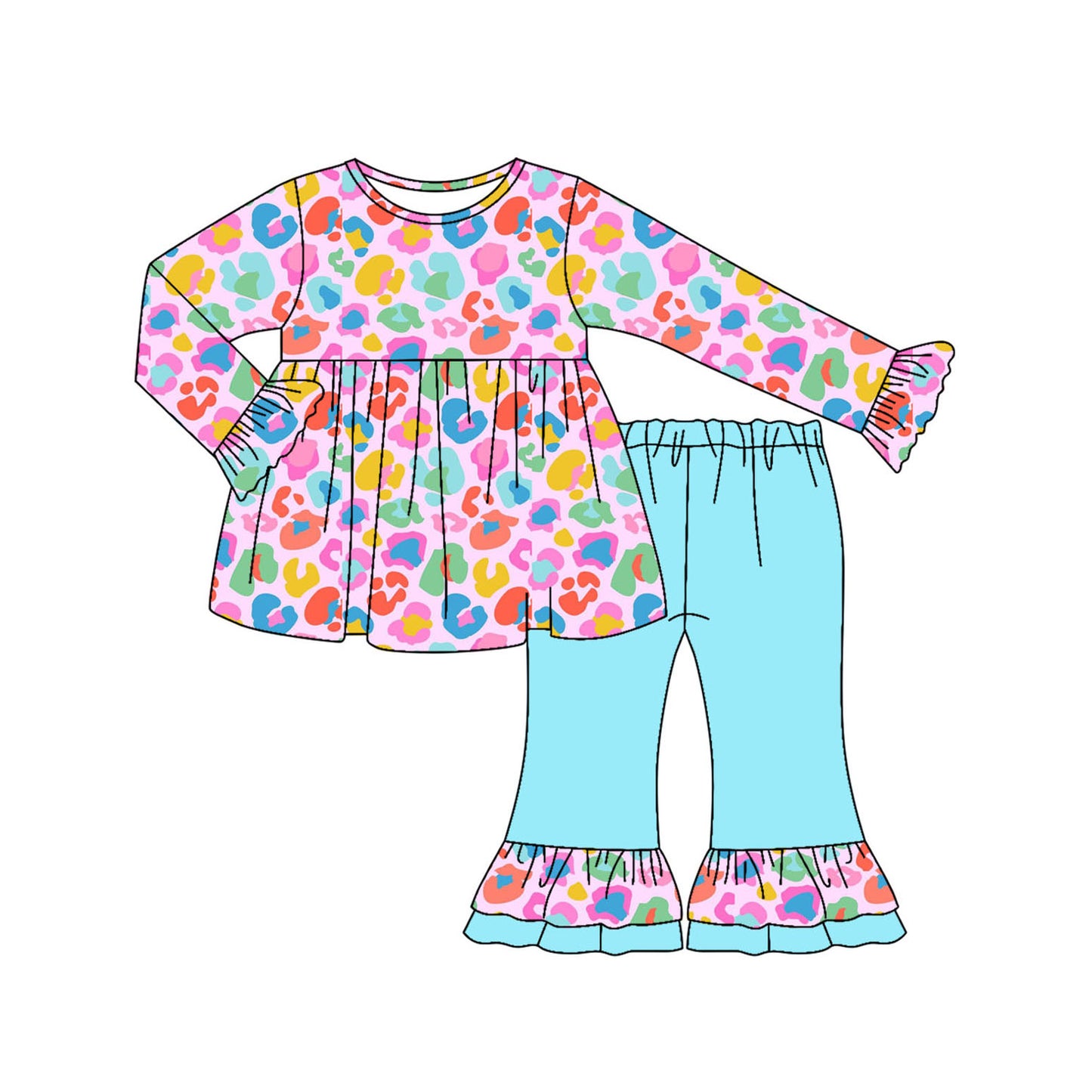 7.17GLP2592 Colorful leopard print long-sleeved suit