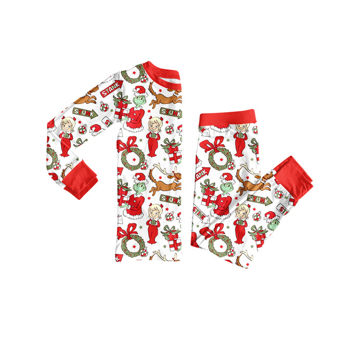 X820 GLP2676 Girls Christmas Cartoon Red Pajamas