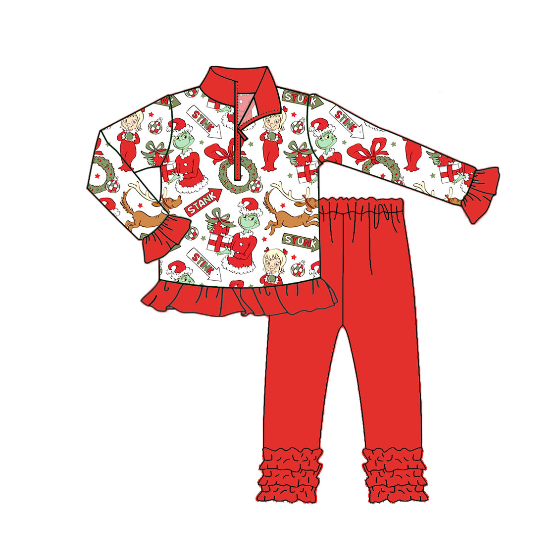 X820 GLP2677 Girls Christmas Cartoon Set
