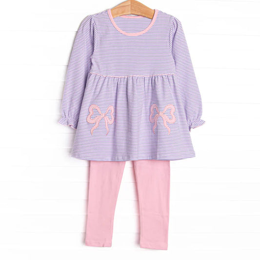 X827 GLP2696 Pink Bow Long Sleeve Suit