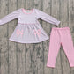 X827 GLP2696 Pink Bow Long Sleeve Suit