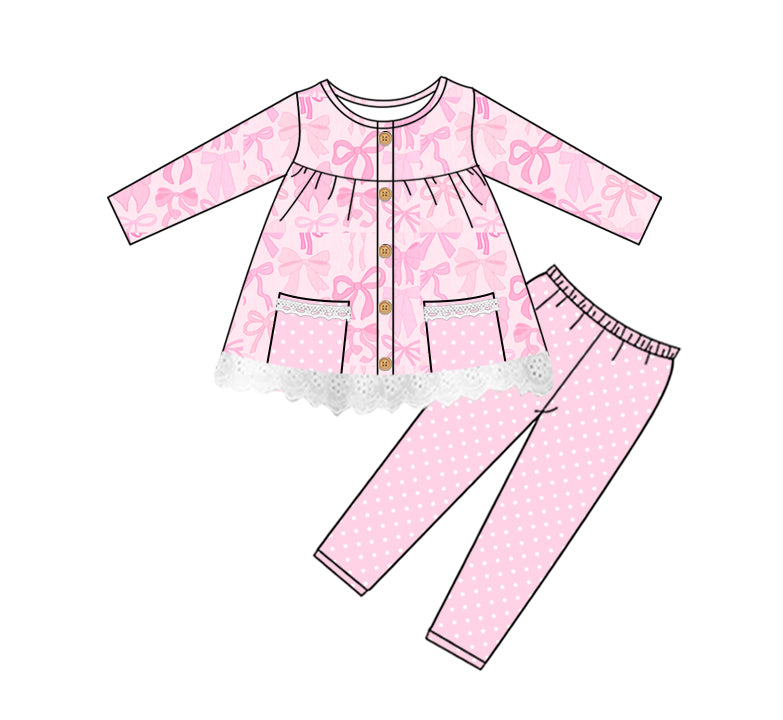 X823 GLP2723 Pink Bow Polka Dot Suit
