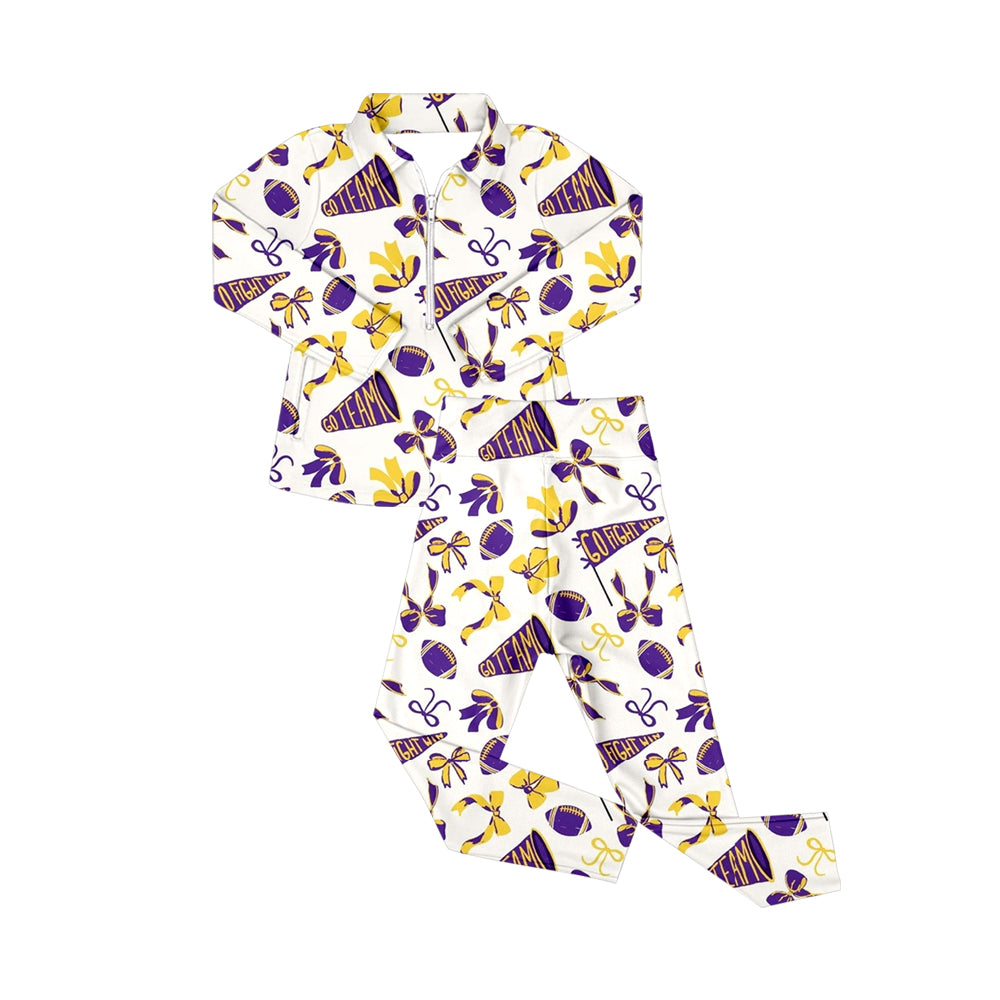X911 GLP2762 Purple Rugby Long-Sleeved Yoga Suit