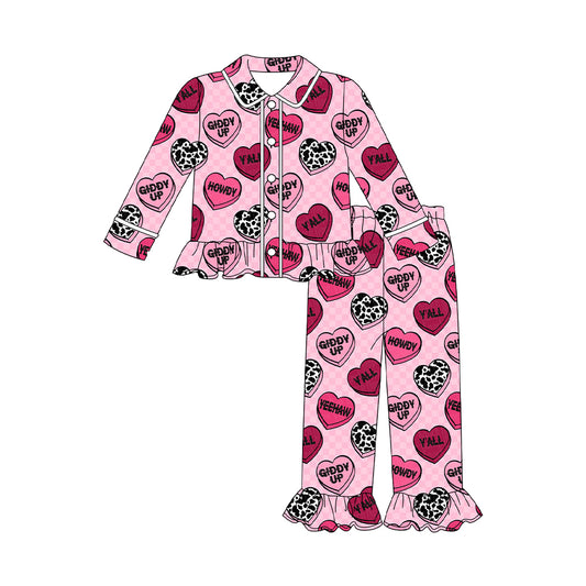X910 GLP2843 Pink Heart Lettering Long-Sleeve Suit