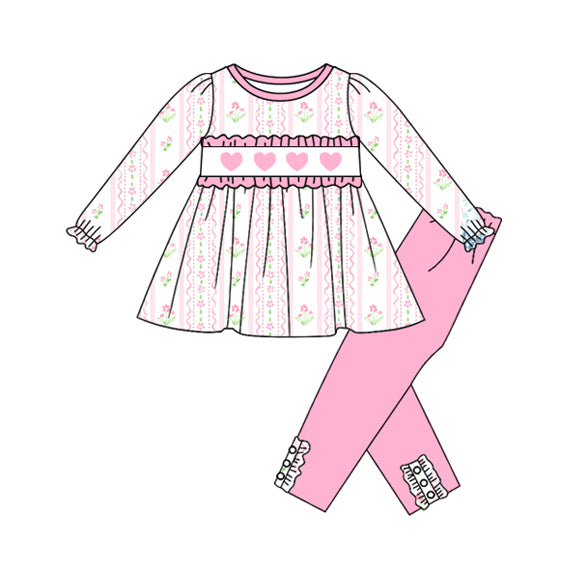 X925 GLP2910 Heart Pink Long-Sleeved Suit