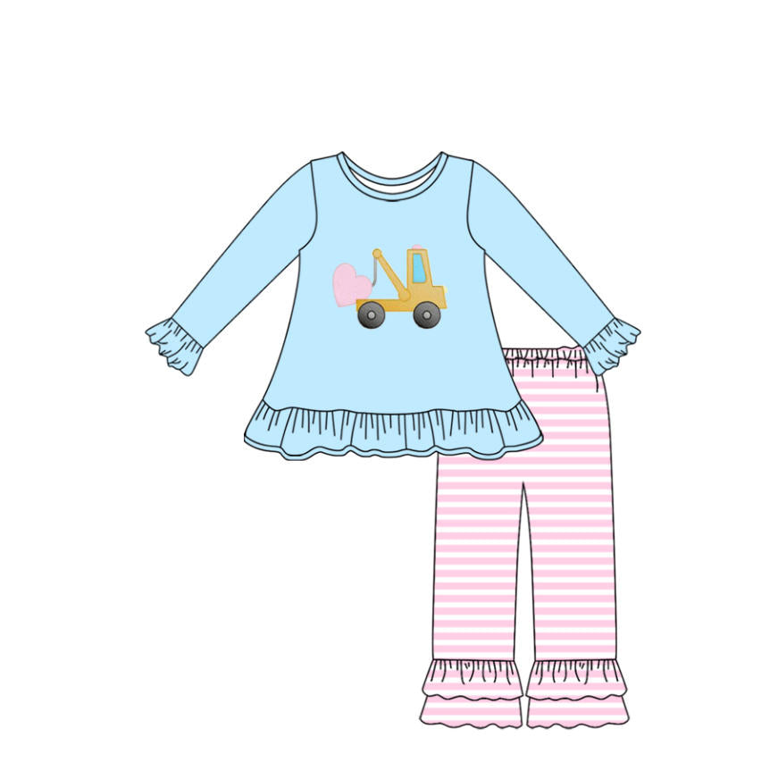 X925 GLP2911 Truck Heart Blue Long-Sleeved Suit