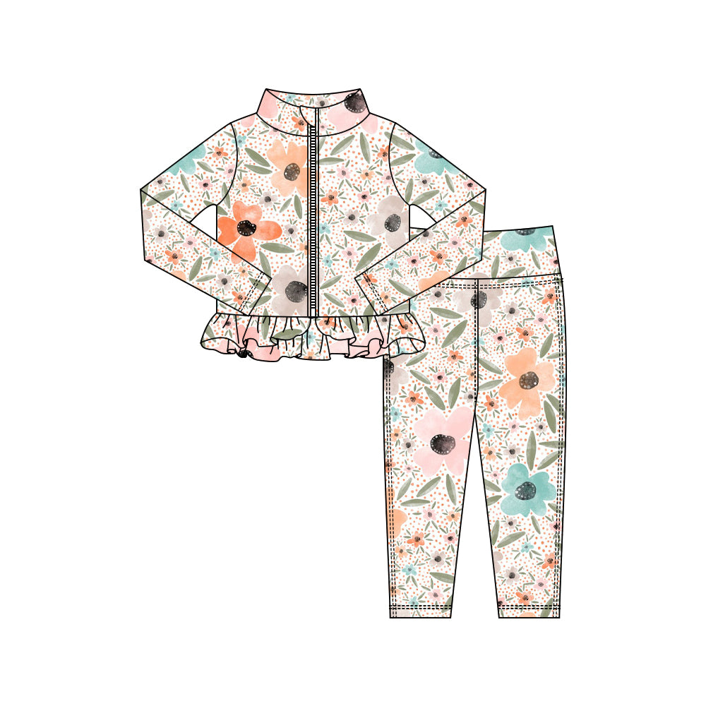X10.16 GLP3004 Leaf and Flower Zipper Yoga Set