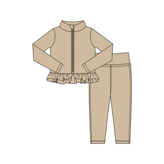 X10.16 GLP3011 Khaki Zippered Yoga Set