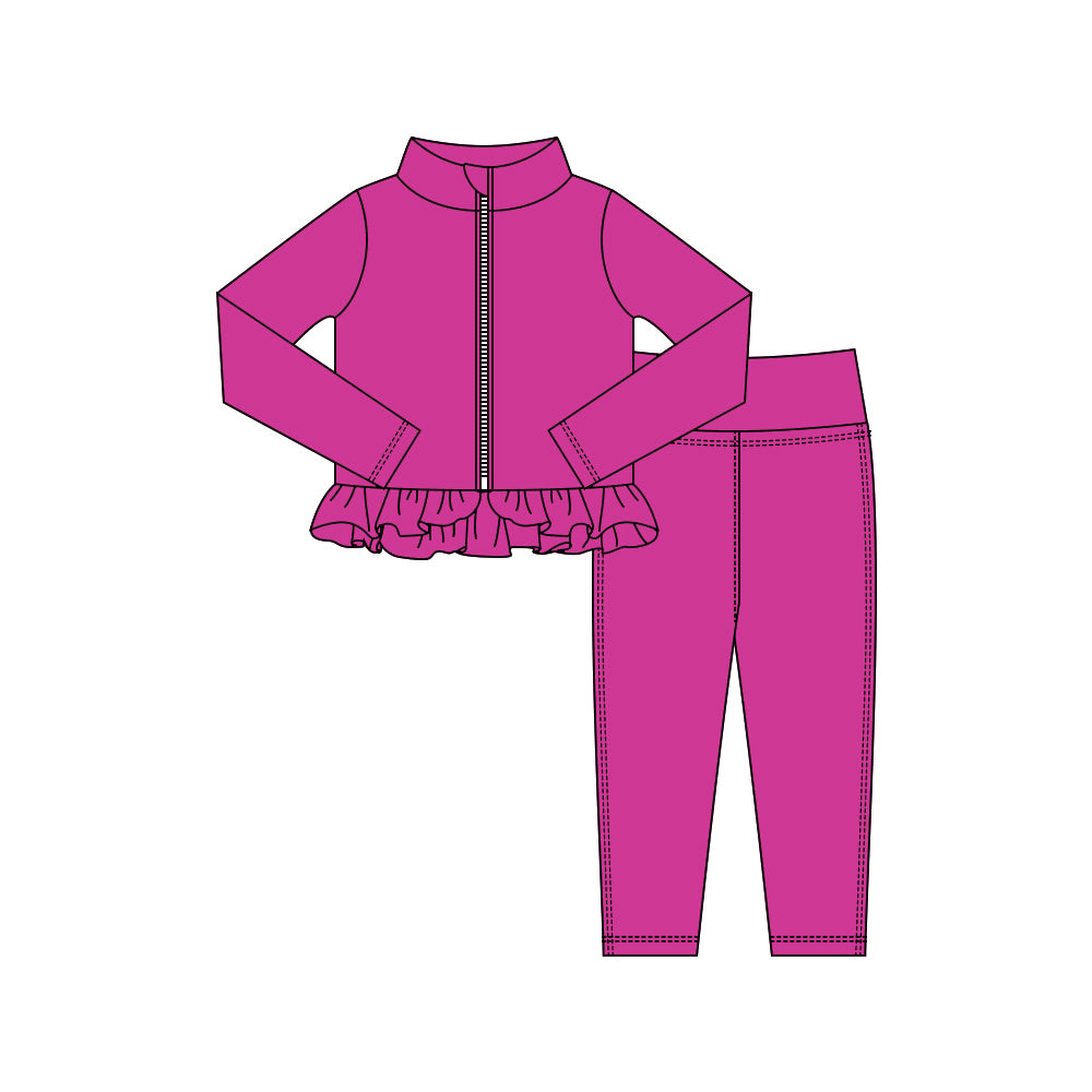 X10.16 GLP3013 Rose Red Zipper Yoga Set