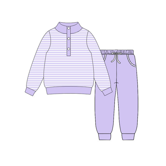 X10.22 GLP3023 Light Purple Long-Sleeved Striped Suit