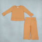 NEW RTS NO MOQ cotton GLP3295 Baby Girls Orange Long Sleeve Top Pockets Pants Scallop Clothes Sets
