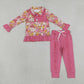 NEW RTS NO MOQ milk silk GLP3315 Baby Girls Colorful Floral Button Ruffle Pullover Jogger Pant Casual Outfit