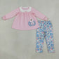 RTS NO MOQ Sibling milk silk Baby Girls Embroidery Bow Flowers Pumpkins Fall Clothes Set Ruffle Pant Rompers
