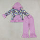 NEW RTS NO MOQ milk silk GLP3381 Baby Girls Halloween Magic Patchwork Pocket Hoodies Ruffle Pant Cloths Sets
