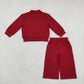 NEW RTS NO MOQ milk silk GLP3413 Baby Girls Maroon Choker Top Pockets Flare Pant Fall Pajamas Clothes Sets
