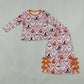 NEW RTS NO MOQ milk silk GLP3434 Baby Girls Ghost Pumpkins Scallop Top Bows Pants Halloween Clothes Set