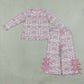 NEW RTS NO MOQ milk silk GLP3437 Baby Girls Bows Pumpkins Checked Scallop Top Bows Pants Fall Clothes Set