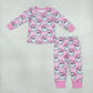 NEW RTS NO MOQ milk silk GLP3440 Baby Girls Pink Stripe Santa Top Pant Christmas Pajamas Set