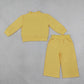 NEW RTS NO MOQ milk silk GLP3473 Baby Girls Yellow Long Sleeve Shirt Top Pockets Flare Pant Clothes Set
