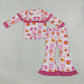 NEW RTS NO MOQ milk silk GLP3504 Baby Girls Bows Pumpkins Checked Top Flare Pant Fall Clothes Sets