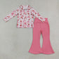 NEW RTS NO MOQ milk silk GLP3508 Baby Girls Bows Santa Zip Pockets Pullovers Flare Pant Christmas Clothes Set