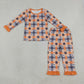 NEW RTS NO MOQ milk silk GLP3533 Baby Girls Bats Checked Top Ruffle Pant Halloweens Pajamas Sets