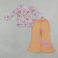 NEW RTS NO MOQ milk silk GLP3536 Baby Girls Bat Bows Ghosts Top Flare Pant Halloweens Casual Outfit