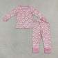 NEW RTS NO MOQ milk silk GLP3543 Baby Girls Pink Snowmen Top Pants Christmas Pajamas Sets