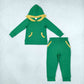 NEW RTS NO MOQ milk silk GLP3569 Baby Girls Yellow Green Ruffle Hoodie Pockets Jogger Clothes Sets