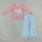 NEW RTS NO MOQ milk silk GLP3598 Baby Girls Bow Pumpkins Mouse Top Checked Ruffle Flare Pant Fall Clothes Sets
