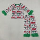 NEW RTS NO MOQ milk silk GLP3611 Baby Girls Green Red Bows Top Pants Fur Sleeves Christmas Pajamas Set